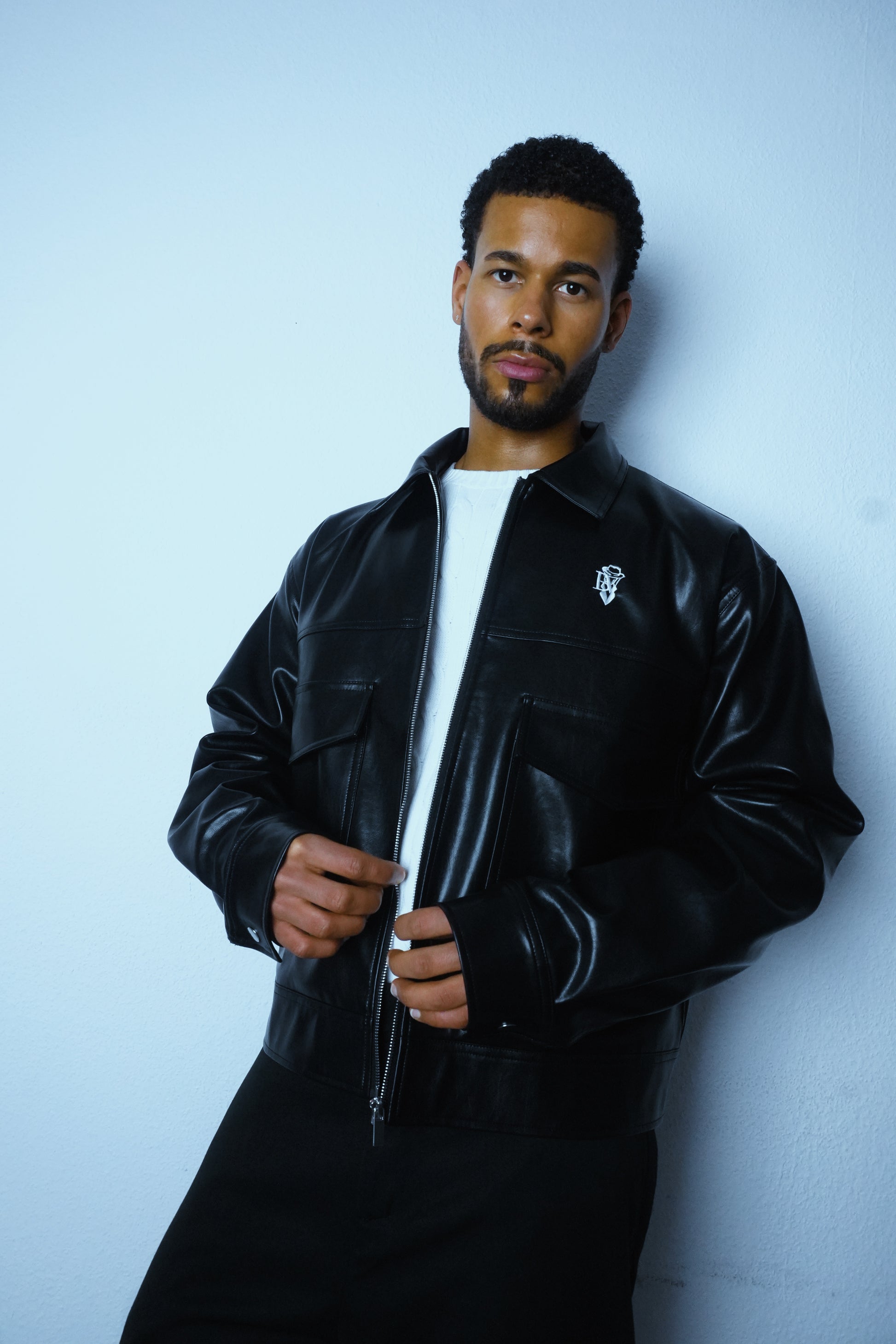 Cropped Leather Jacket Black