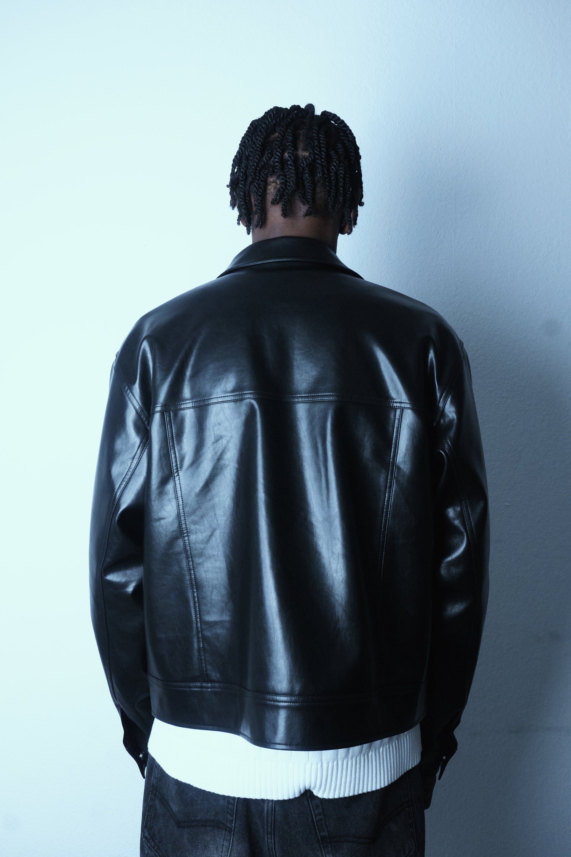 Cropped Leather Jacket Black