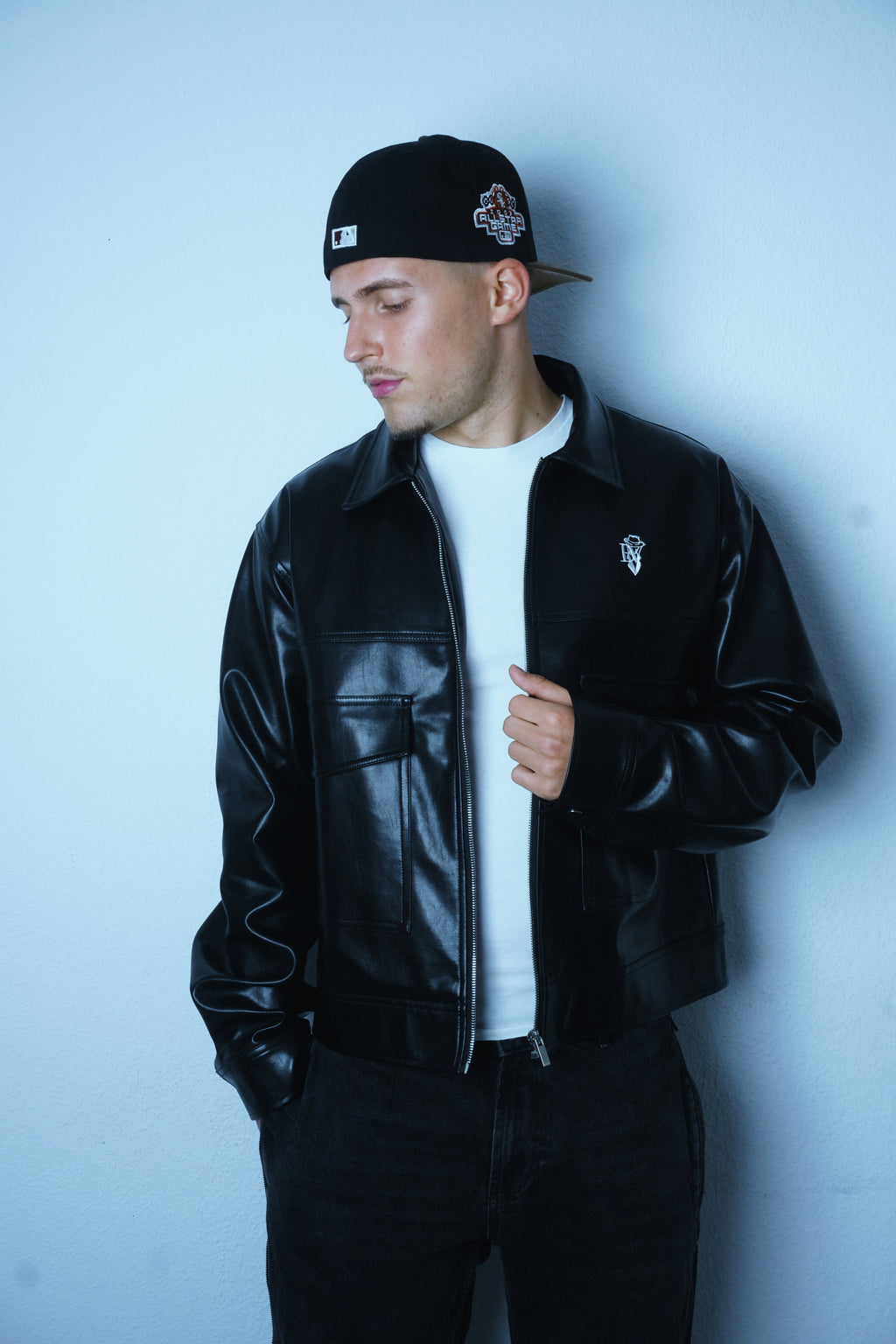 Cropped Leather Jacket Black